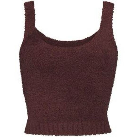 SKIMS Tops - SKIMS Cozy Collection Teddy Fleece Soft Tank Top Crop Lounge Garnet Size 2X/3X